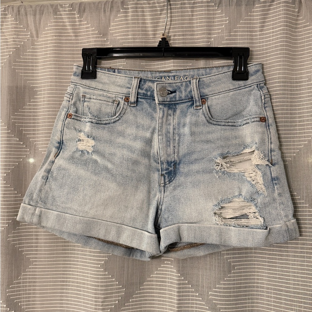 American Eagle Outfitters Women's Distressed Light Blue Jean Shorts